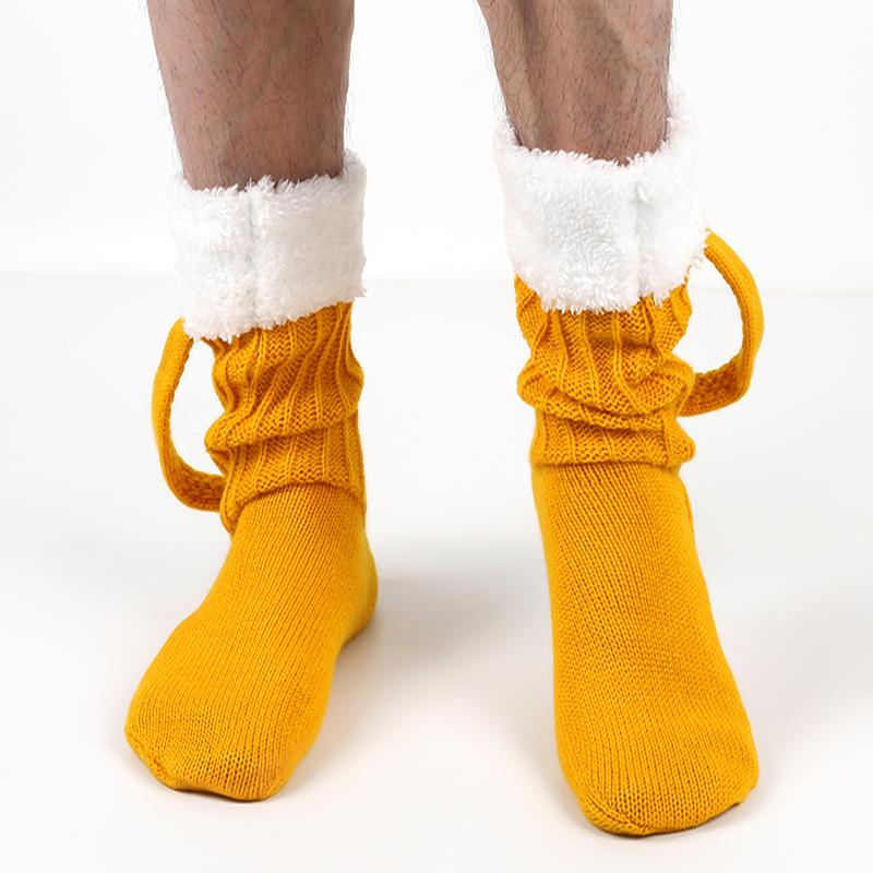 1 Pair Beer Mug Knitted Socks Warm Soft Sleep Christmas Gift