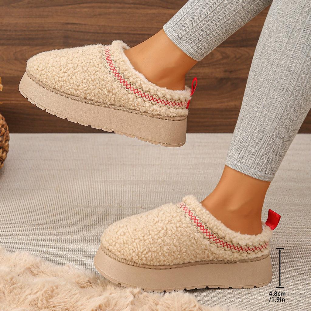 New Women's Plush Warm Thick-soled Cotton Slippers Winter Comfortable Closed-toe Women's Home Non-slip Thick-soled Slippers