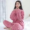 Winter Thickened Coral Fleece Women's Sleepwear Cute Plush Home Clothes Loose Long Open Cardigan Set Comfortable Pyjamas