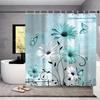 1Pc Bathroom Set DIY Polyester Waterproof 200x180CM Thickening Shower Curtain With Hooks Daisy Flower