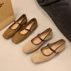 Retro Suede Square Head Shallow Mouth Single Shoes Women's Shoes New Spring and Autumn Temperament Low Heel Mary Jane Shoes