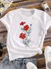 (Asian Size) Clothing T Shirt Love Heart Flower Cute Fashion Ladies Casual Women Tee Top Short Sleeve Print Lady Female Graphic T-shirts