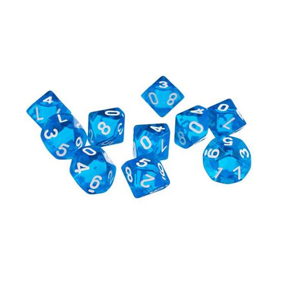 10Pcs Transparent Polyhedral D10 Multicolor Dice Game Party Pub Supplies Gift