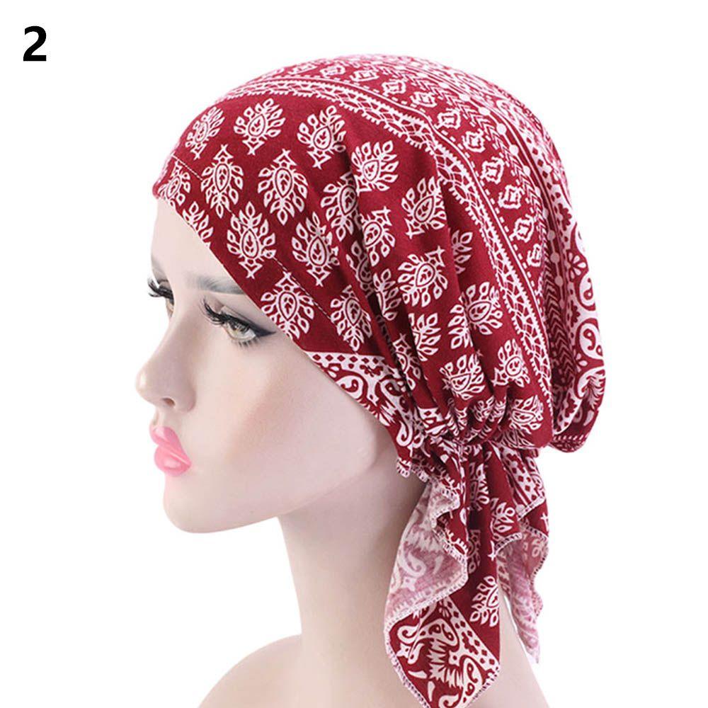 New Fashion Scarf Muslim Printed Headwear Cancer Chemo Hat Turban Hat Head Wrap Cap