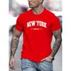 Cotton Men's 100% Pure Cotton Summer Loose Fit Oversized New York Cheerful Print Casual Slim Fit Round Neck Short Sleeved T-shirt Top