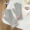 New Solid Color Gloves For Women In Winter Versatile For Students Cute Five Finger Knitted Knitted Couple Touchscreen Cute Warm Cycling