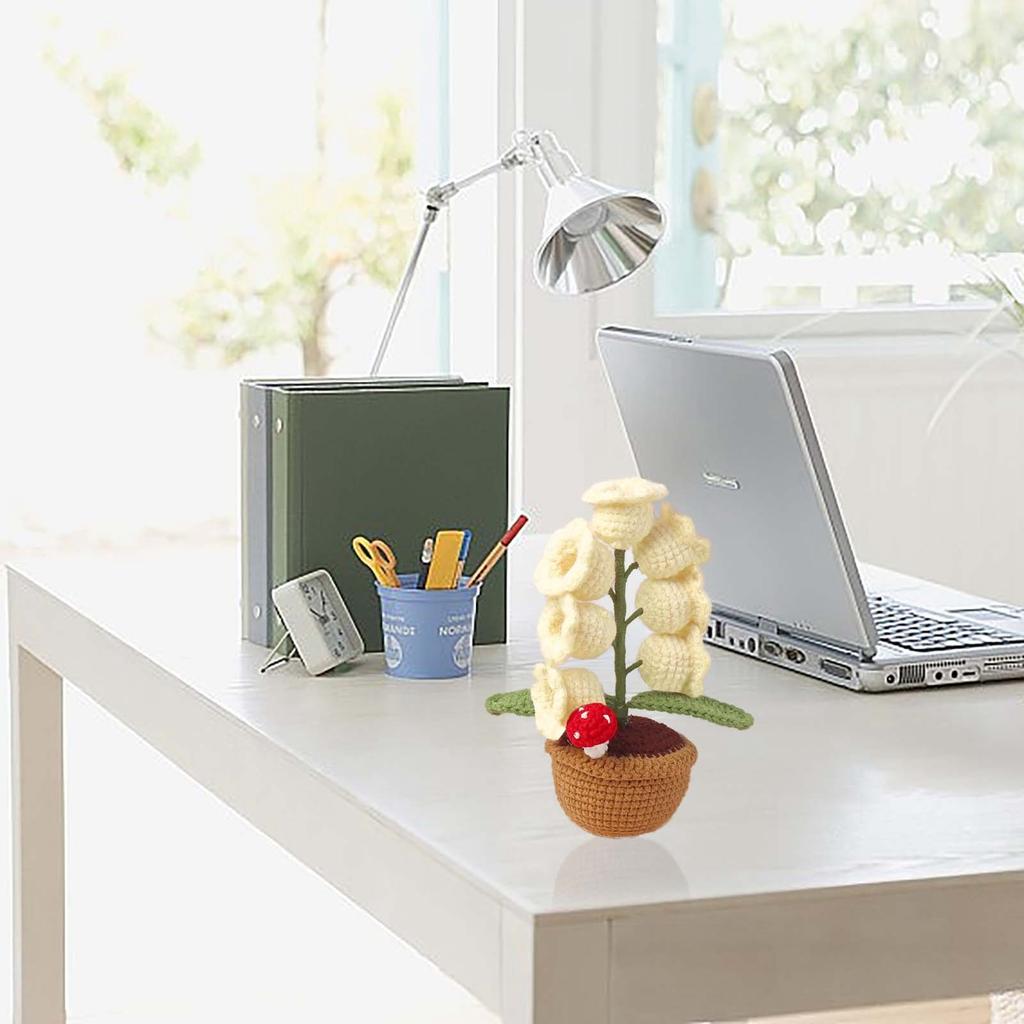 Lily Of The Valley Night Light Woven Ornaments Table Lamp Handknitted Wool LED Desktop Small Potted Decoration Creative Gift
