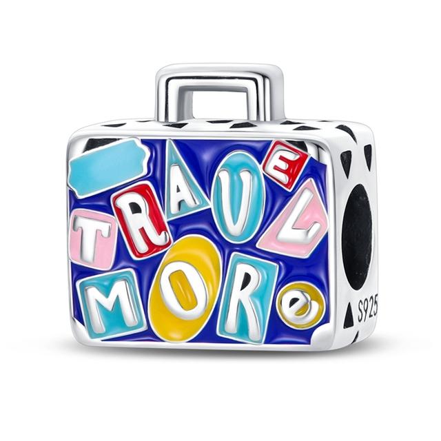 925 Sterling Sliver Blue Charms Camera Moon Glass Snowflake Beads Pendant Fit Bracelets Fine Diy Jewelry Making