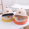 Cute Bear Sunscreen Basin Cap For Kids Summer Breathable Mesh Fisherman Hat 5-24M Boy Girl Large Brim Visors Cartoon Baby Bucket Hats