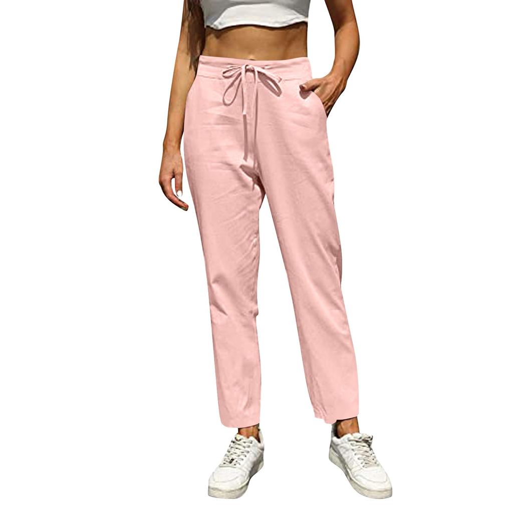 Women's Summer Casual Wide-leg Cotton And Linen High Waist Loose Trousers