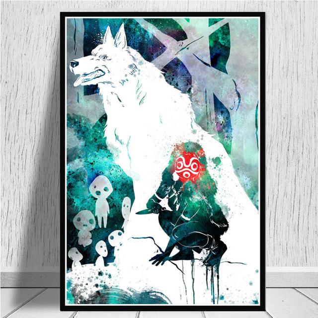 Japan Anime Princess Mononoke Canvas Painting Posters and Prints Wall Art Pictures for Living Room Cuadros Home Decoration No Frame