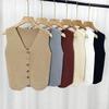 French Temperament V-Neck Single Breasted Sleeveless Casual Knitted Vest For Women