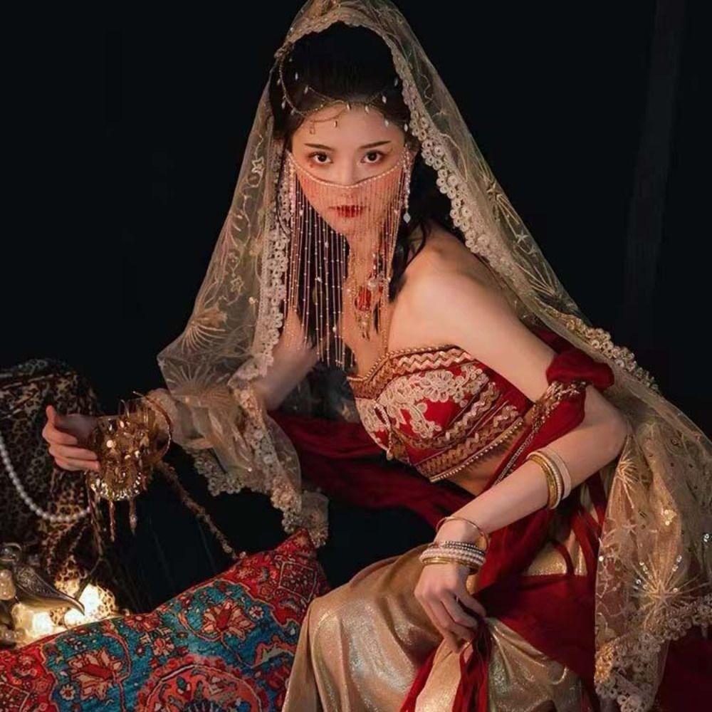 Pearl Hanfu Face Chain Tassel Mysterious Veil Personality Golden Fairy Mask Men