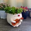 Guitar Smiling Face Planter Pot Resin Ukulele Head Flowerpot Indoor Outdoor Cactus Succulent Plants Container Home Balcony Garden Decoration