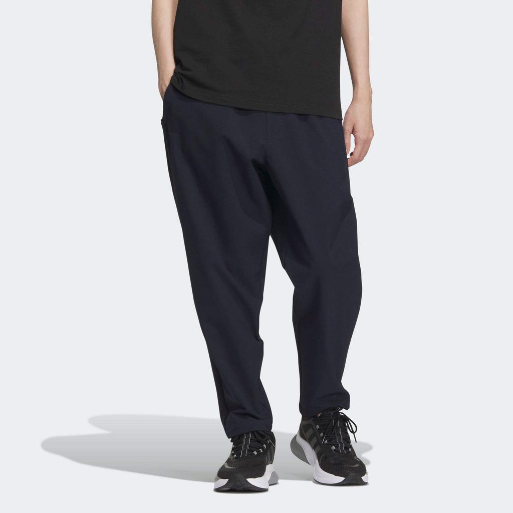 Adidas Solid Color Elastic Waist Straight Fit Casual Pants Men Bottoms Navy-Blue IV7590