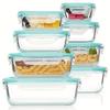 8pcs Glass Food Storage Containers Set Microwave Safe Airtight Bento Lunch Box Reusable Freezer Dishwasher Friendly Durable Kitchen Organizer