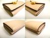 Authentic FENDI F IS FENDI FF Beige Leather Gold H/W Micro Trifold Wallet #a137  Refurbished
