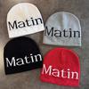 Streetwear Letter Matin Knitted Beanie Warmth Ear Protection Cold Seasons Cap