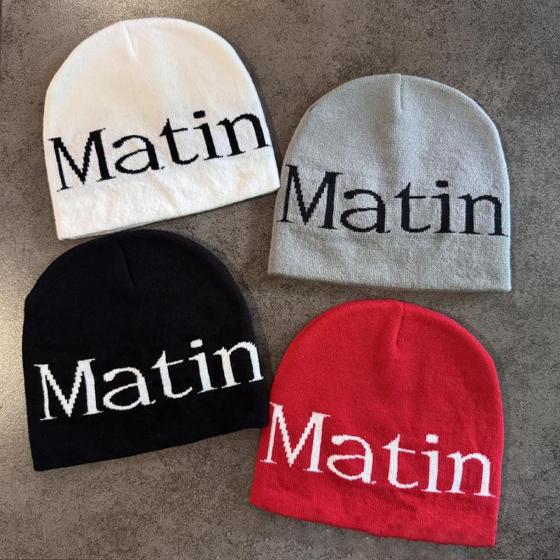 Streetwear Letter Matin Knitted Beanie Warmth Ear Protection Cold Seasons Cap
