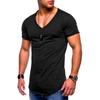 Men's Short Sleeve V Neck T Shirt Casual Slim Fit Solid Muscle Tee Tops Blouse