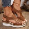 Fashion Women Fashion Wedge Sandals Female Ankle Wrap Strap Platform Sandles Woman Open Toe Thick Bottom Shoes Sandalias Mujer