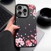 Sakura Flower Pattern Shockproof Slim Case For iPhone 16 15 Pro Max 14 Pro 13 12 11 Lens Protection TPU Leather Texture Matte Soft Phone Cover