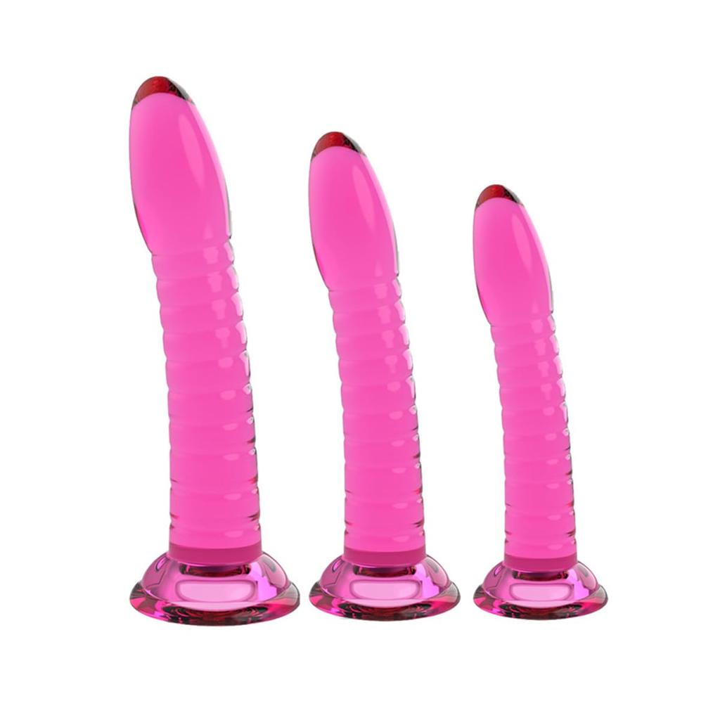 Tsukitoy Anal Plug Silicone Dildo Beginner Thin Anal Plug Screw Anal Beads Anal Expansion Transparent Dildo for Beginners with Suction Cup Pink 3