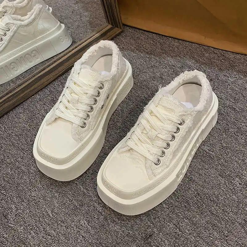 Fashion High Sole Platform White Sneakers Women's Casual Sepatu Basket Women's Breathable Shoes Sport To Play Hit Trending Racing