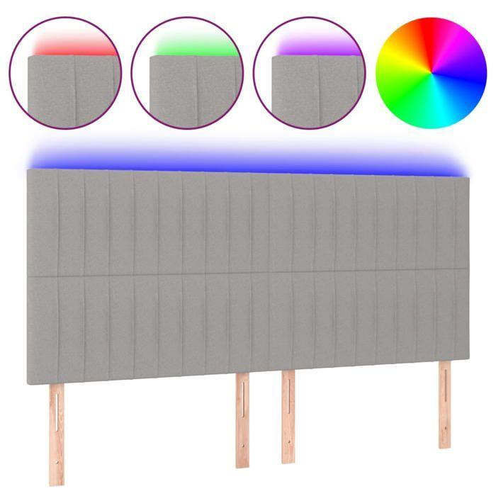 VidaXL Tête de Lit à LED Meuble de Chambre à Coucher Accessoire de Lit Double Tête de Cadre de Lit Intérieur Gris Clair 3122676
