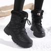 Large Size Winter Snow Boots Plush Warm Cotton Shoes Wear-resistant Windproof Sports Outdoor Short Lace-up Women's Boots