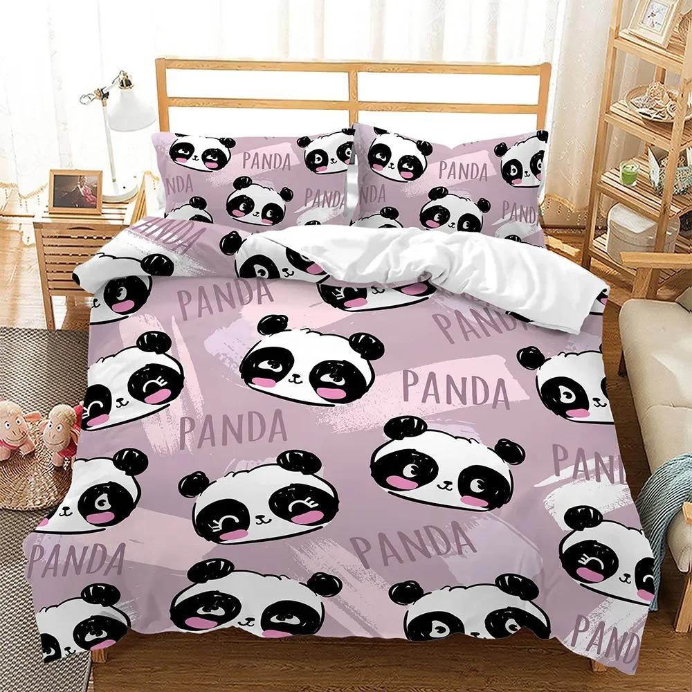 Panda Bear Bedding Sets Animal Duvet Cover Twin Full Single Size and Pillowcase Home Textile 3D Print Bedclothes for Kids Child