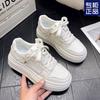 2025 New Spring and Summer Versatile Thick-soled Heightening Casual Shoes Niche Original Board Shoes Mesh Breathable White Shoes Women