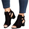 Women Buckle Peep Toe Low Block Heel Booties Boots Sandals Shoes Casual Fish Mouth Thick Heel Shoes
