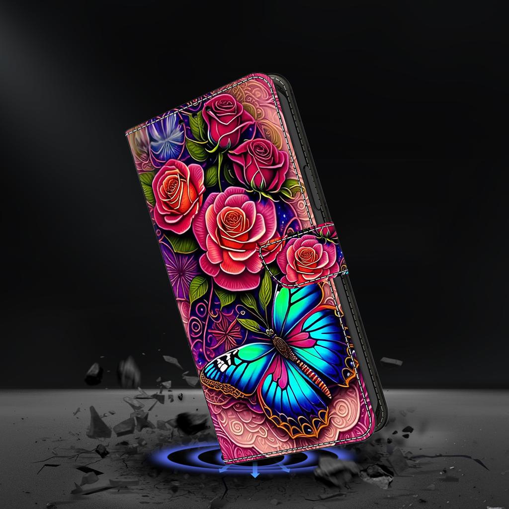 Rainbow Butterfly and Flower Pattern PU Leather Book Case for iPhone Samsung Huawei Honor Google Redmi Xiaomi LG Motorola Sony Nokia Oneplus Oppo
