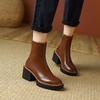 Fashion Autumn Winter Women Boots Round Toe Chunky Heel Women Shoes Solid Ankle Boots Platform Shoes Retro Bullock Chelsea Boots