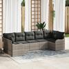 7-Piece Garden Sofa Set with Light Grey Poly Rattan Cushions, 2-Seater Garden Sofa with Storage 3354521