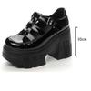 Fujin 10cm Patent Genuine Leather Breathable Ankle Boots Chunky Heels Mary Jane Buckle Pumps Summer Platform Autumn Spring Shoes