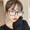 Retro Square, Black Thick Frame Glasses, Female Big Face, Thin And Plain Artifact, Myopia Glasses Frame.
