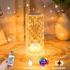LED Crystal Desk Lamp Projector Bedside Atmosphere Light 3/16 Color Touch Adjustable Night Light Diamond Small Night Light Romantic Hand Gift