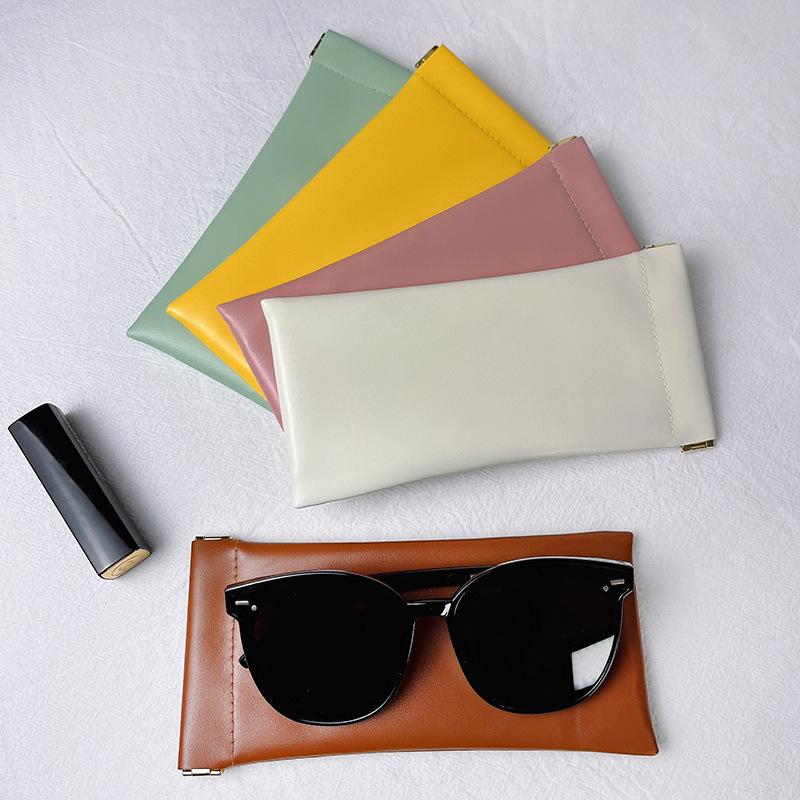 Portable Sunglasses Storage Bag Glasses Pouch Automatic Closing Storage Bag PU Leather Anti-pressure Glasses Organizer Cover
