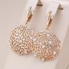 Hollow Leaf Texture Match Zircon Round Pendant Earrings Luxury Exaggerated Jewelry