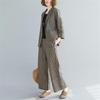 Fashionable Women's Suits, Nine-quarter Sleeve Blazer And Casual Wide-leg Pants, Striped Casual Two-piece Set