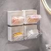 1pc Wall-mounted Flip Storage Box, Punch Free Storage Box, Cosmetic Cotton Swab Multifunctional Storage Box 2 Color Options