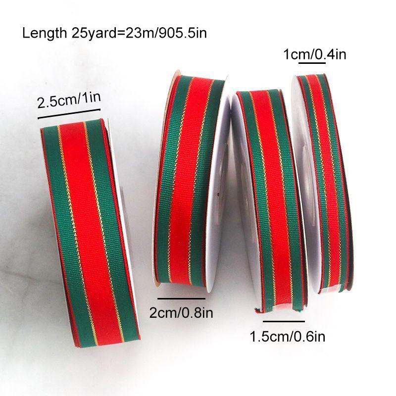 25Yards/Roll Red Green Ribbons DIY Crafts Gift Packaging Floral Decor Christmas 2.5cm Gift Box Decorative for Cake Box Bows
