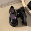 Platform Mary Jane Small Leather Shoes Women's 2024 Spring and Autumn New British Style Shoes Round Head Velcro French Single Shoes