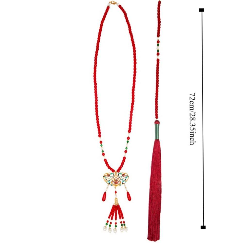 Tang Ming Song Dynasty Hanfu Ruyi Pendant Pearl Long Tassel Necklace Chinese Style Necklace Hanfu