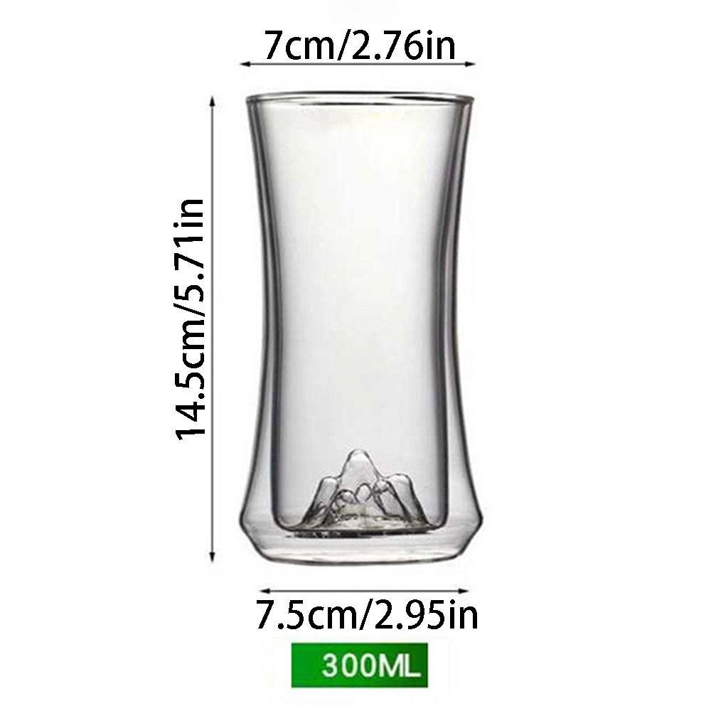 Mountain Shape Double Wall Glass Cups 300ml Coffee Cup Fashion Clear Tea Mug  Office