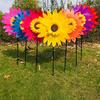 1 Piece Sunflower Windmill Outdoor Party Garden Yard Decor Rotating Sunflower Wind Spinner Stake Standing Lawn Flower Pinwheel