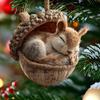 Forest Animal Acorn Ornaments Acrylic Cute Christmas Trees Hanging Decorations Rustic Home Decor Holiday Gift for Animal Lovers