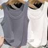 Women's Ice Silk Ribbed Camisole Top with U-neck and Spaghetti Straps for Spring and Summer
